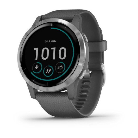 Умные часы Garmin VIVOACTIVE 4 серые с серебристым безелем